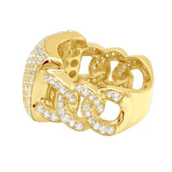 3 Carat Men's White Diamond Pinky Ring 10K Yellow Gold Cuban Chain Links Design -Jewelry Sales Store jewelry 3 carat mens white diamond pinky ring in 10k gold cuban chain links design 407075 backye