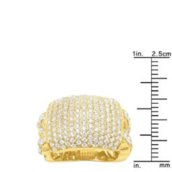 3 Carat Men's White Diamond Pinky Ring 10K Yellow Gold Cuban Chain Links Design -Jewelry Sales Store jewelry 3 carat mens white diamond pinky ring in 10k gold cuban chain links design 407075 rulerye