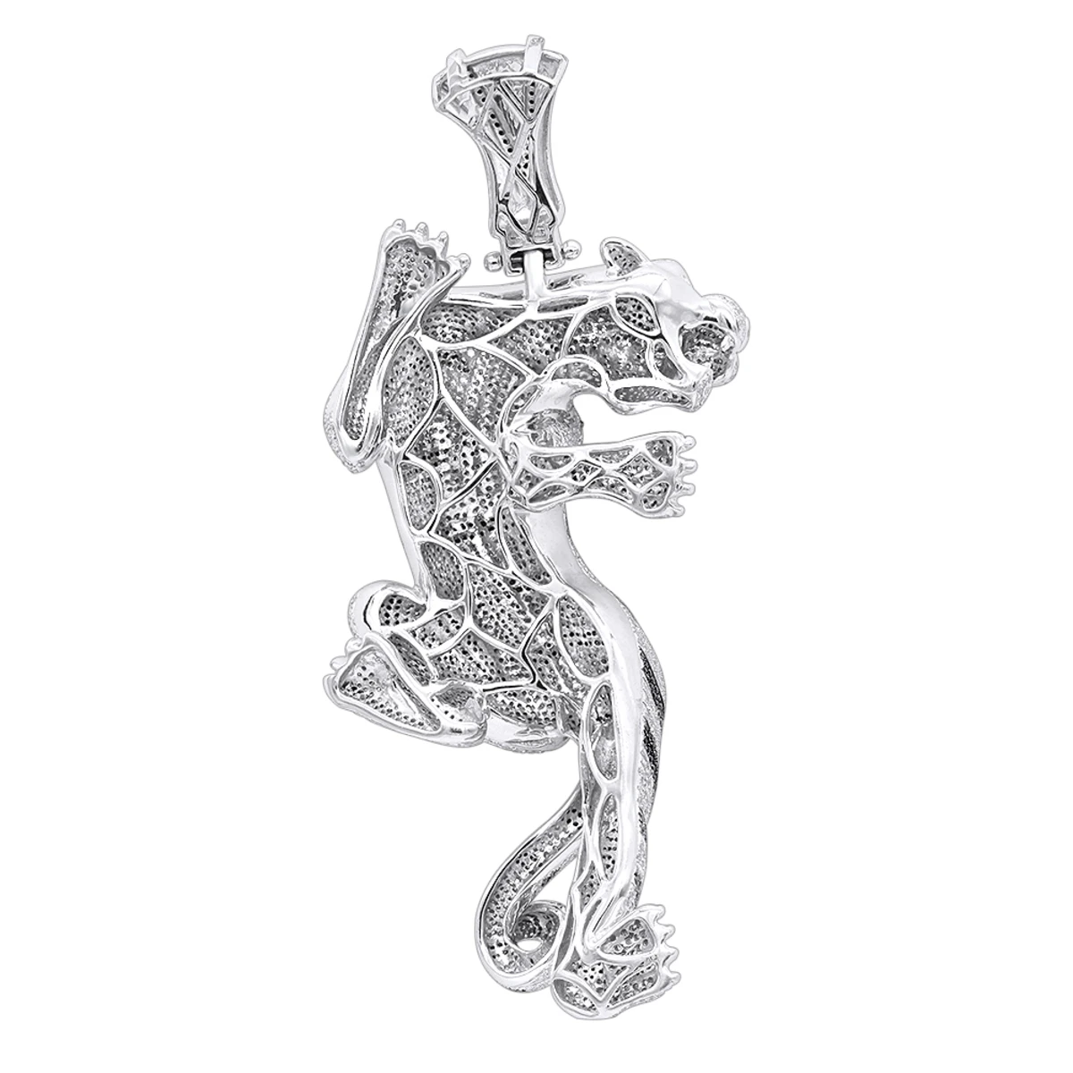 3D 10K White Gold Black White Diamond Tiger Pendant For Men 8.5ct By Luxurman 4 3D 10K White Gold Black White Diamond Tiger Pendant For Men 8.5ct By Luxurman - Image 4
