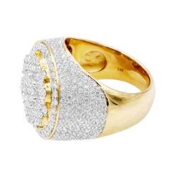 5 Carat Round Diamond Cluster Ring For Men Solid 14K Yellow Gold -Jewelry Sales Store jewelry 5 carat round diamond cluster ring for men in solid 14k gold 803188 backye