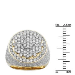 5 Carat Round Diamond Cluster Ring For Men Solid 14K Yellow Gold -Jewelry Sales Store jewelry 5 carat round diamond cluster ring for men in solid 14k gold 803188 rulerye