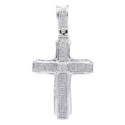 Affordable 14K White Gold Small Diamond Cross Pendant For Men & Women