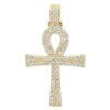 Egyptian Ankh Cross Diamond Pendant For Men 14K Yellow Gold G VS