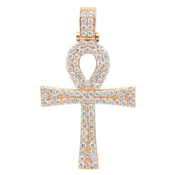 Egyptian Ankh Cross Diamond Pendant For Men 14K Yellow Gold G VS -Jewelry Sales Store jewelry antique style egyptian ankh cross diamond pendant for men in 14k gold g vs ro
