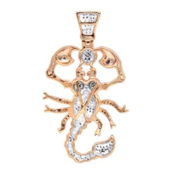 Egyptian Scorpion Diamond Pendant For Men 10K Yellow Gold By LUXURMAN -Jewelry Sales Store jewelry antique style egyptian scorpion diamond pendant for men 10k gold by luxurman backro