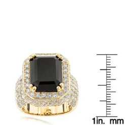 Custom Made 14K Yellow Gold Diamond Ring With Black Onyx For Men And Women 4.65ct -Jewelry Sales Store jewelry custom made 14k gold diamond ring with black onyx for men and women 465ct rulerye