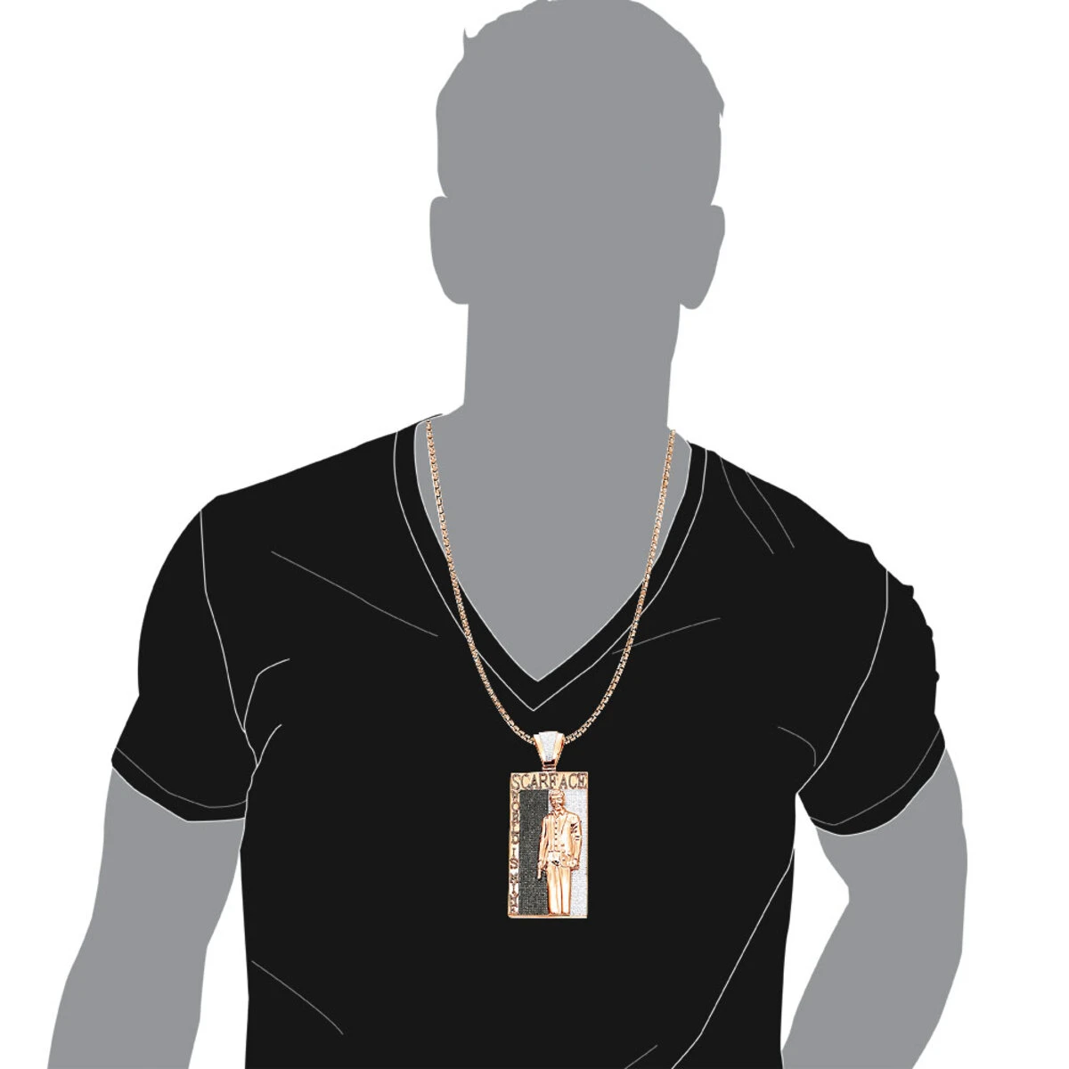 14K White Gold Tony Montana Scarface Character Diamond Pendant For Men 9 14K White Gold Tony Montana Scarface Character Diamond Pendant For Men - Image 9