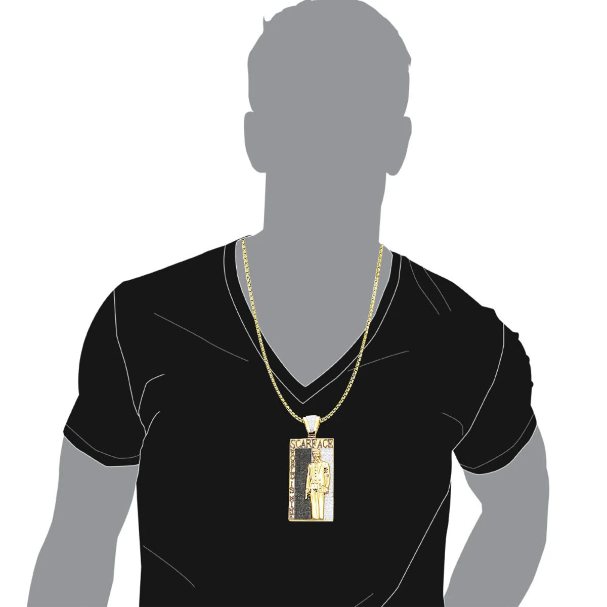 14K White Gold Tony Montana Scarface Character Diamond Pendant For Men 8 14K White Gold Tony Montana Scarface Character Diamond Pendant For Men - Image 8