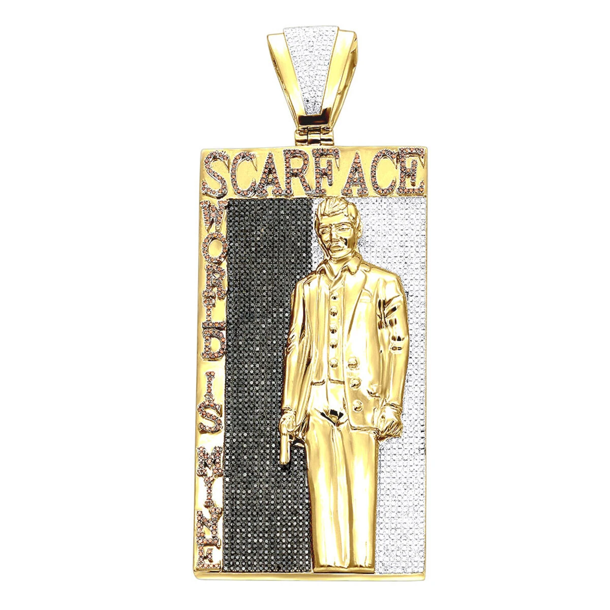 14K White Gold Tony Montana Scarface Character Diamond Pendant For Men 2 14K White Gold Tony Montana Scarface Character Diamond Pendant For Men - Image 2