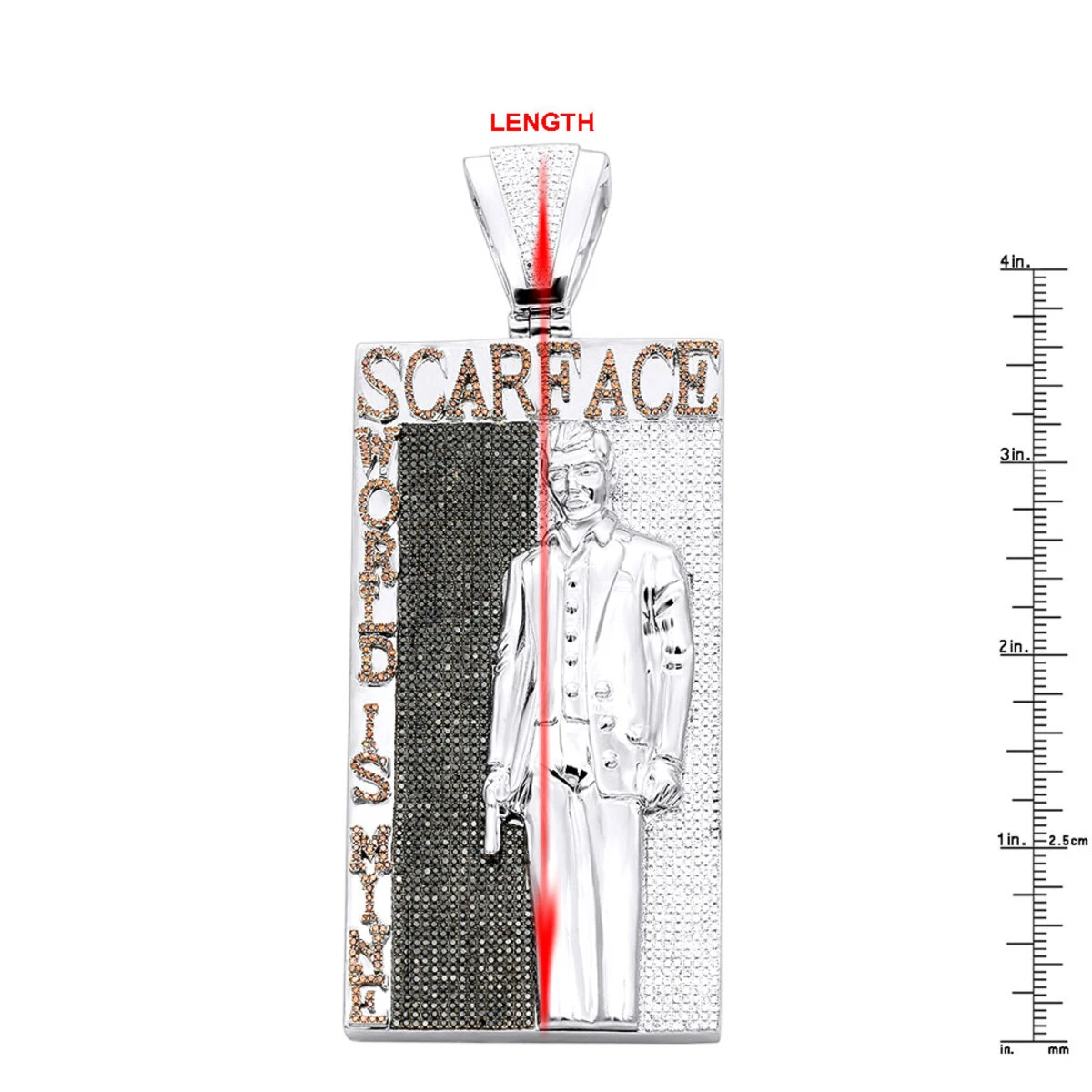 14K White Gold Tony Montana Scarface Character Diamond Pendant For Men 10 14K White Gold Tony Montana Scarface Character Diamond Pendant For Men - Image 10