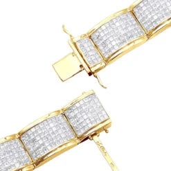 Designer 45ct Men's Diamond Bracelet 14K Yellow Gold Princess Cut Invisible Set Diamonds 10 Designer 45ct Men's Diamond Bracelet 14K Yellow Gold Princess Cut Invisible Set Diamonds -Jewelry Sales Store jewelry designer 45ct mens diamond bracelet 14k gold princess cut invisible set diamonds backye