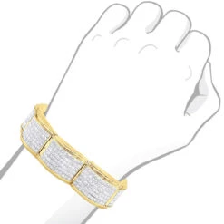 Designer 45ct Men's Diamond Bracelet 14K Yellow Gold Princess Cut Invisible Set Diamonds 11 Designer 45ct Men's Diamond Bracelet 14K Yellow Gold Princess Cut Invisible Set Diamonds -Jewelry Sales Store jewelry designer 45ct mens diamond bracelet 14k gold princess cut invisible set diamonds bodye