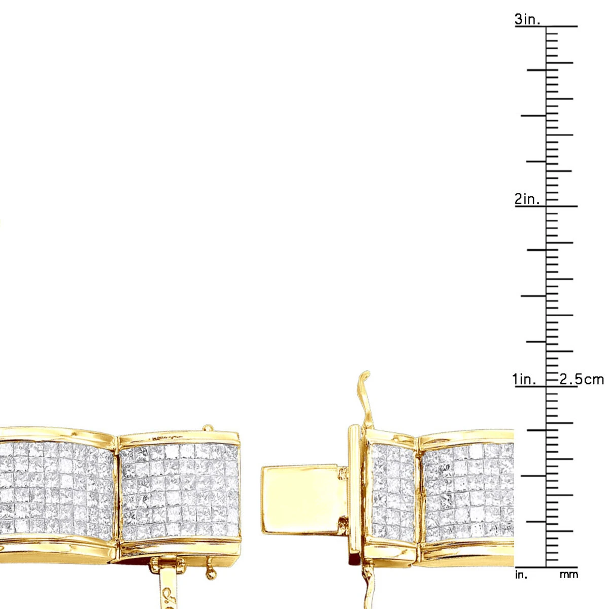 Designer 45ct Men's Diamond Bracelet 14K Yellow Gold Princess Cut Invisible Set Diamonds 6 Designer 45ct Men's Diamond Bracelet 14K Yellow Gold Princess Cut Invisible Set Diamonds - Image 6