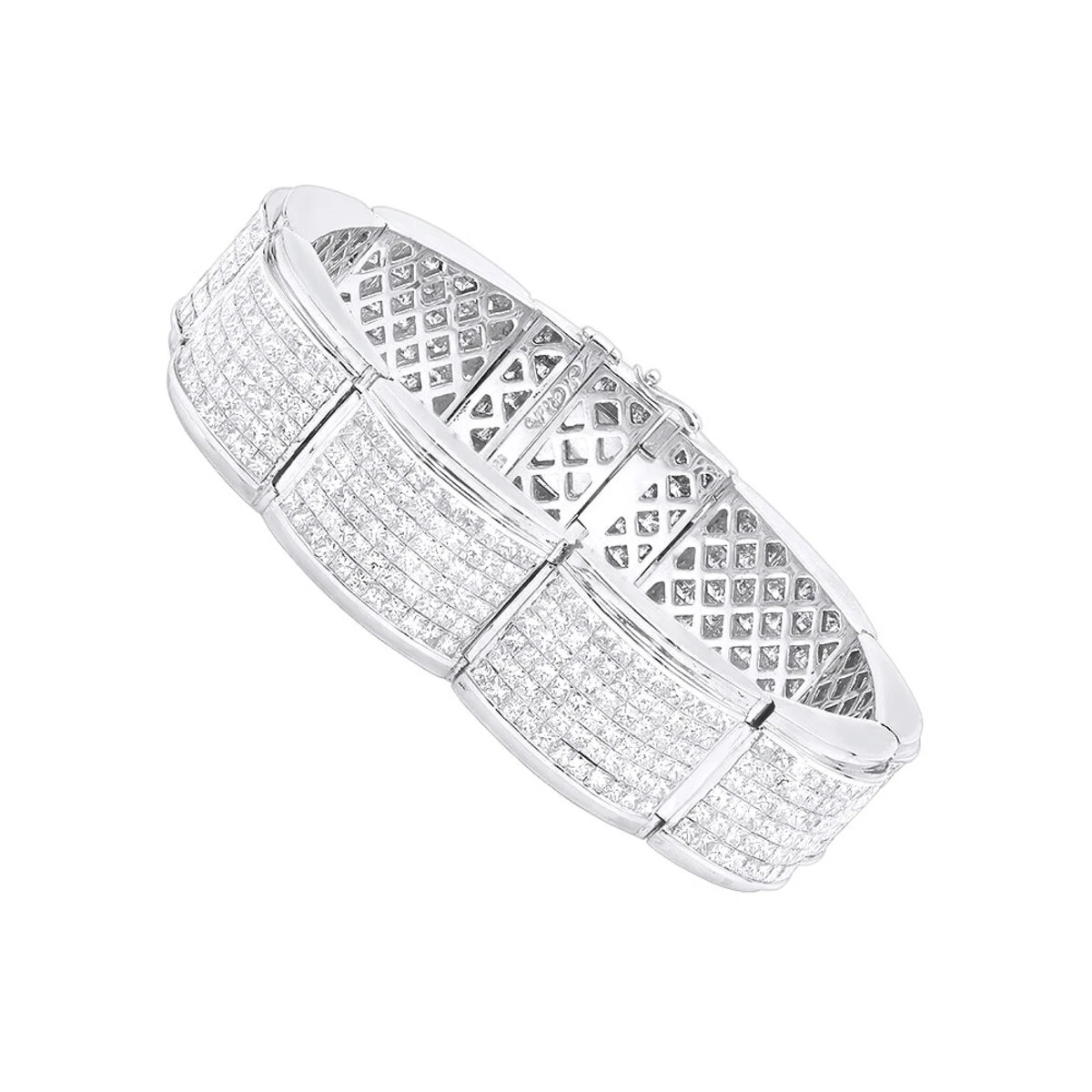 Designer 45ct Men's Diamond Bracelet 14K Yellow Gold Princess Cut Invisible Set Diamonds 2 Designer 45ct Men's Diamond Bracelet 14K Yellow Gold Princess Cut Invisible Set Diamonds - Image 2