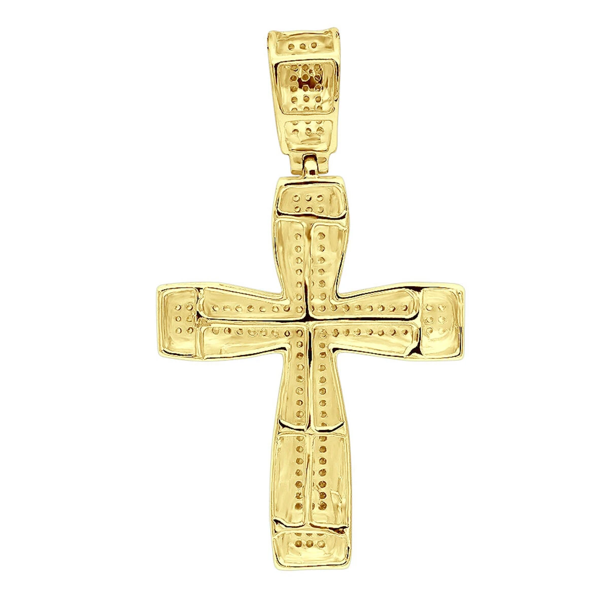 Double Layer 14K White Gold Pave Diamond Cross Pendant For Men & Women 0.75c 5 Double Layer 14K White Gold Pave Diamond Cross Pendant For Men & Women 0.75c - Image 5
