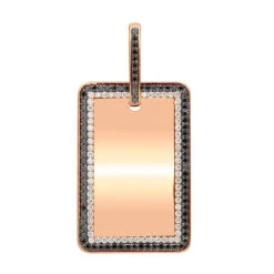 Engravable 2 Carat Black And White Diamond Dog Tag Pendant For Men 14K White Gold -Jewelry Sales Store jewelry engravable 2 carat black and white diamond dog tag pendant for men 14k gold 000868 ro 1