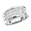 G VS Invisible Princess Cut Diamond Ring For Men 14K White Gold Band 2.5CT