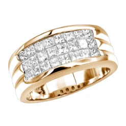 G VS Invisible Princess Cut Diamond Ring For Men 14K White Gold Band 2.5CT -Jewelry Sales Store jewelry g vs invisible princess cut diamond ring for men 14k gold band 25ct ro