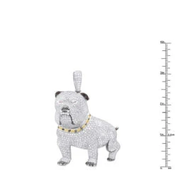 Genuine White Black Yellow Pink Diamond Bulldog Pendant 14K White Gold 17.23ct -Jewelry Sales Store jewelry genuine white black yellow pink diamond bulldog pendant in real 14k gold 1723ct rulerwh