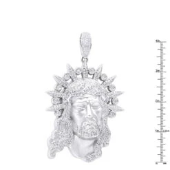 Unique Hip Hop Large Diamond 14K White Gold Jesus Head Pendant -Jewelry Sales Store jewelry hip hop jewelry pieces unique large diamond 14k gold jesus head pendant rulerwh