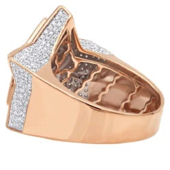 Hip Hop 10K Yellow Gold Five Pointed Star Diamond Ring For Men 1.5ct -Jewelry Sales Store jewelry hip hop jewelry real 10k gold five pointed star diamond ring for men 15ct backro