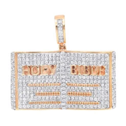 Hip Hop Holy Bible Charm 10K Yellow Gold Pendant For Men 1ct Diamonds -Jewelry Sales Store jewelry holy bible charm real 10k gold pendant for men 1ct diamonds hip hop jewelry ro 2