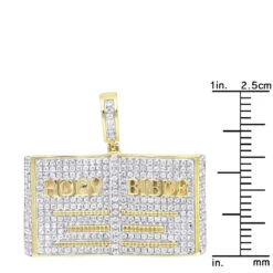 Hip Hop Holy Bible Charm 10K Yellow Gold Pendant For Men 1ct Diamonds -Jewelry Sales Store jewelry holy bible charm real 10k gold pendant for men 1ct diamonds hip hop jewelry rulerye 2