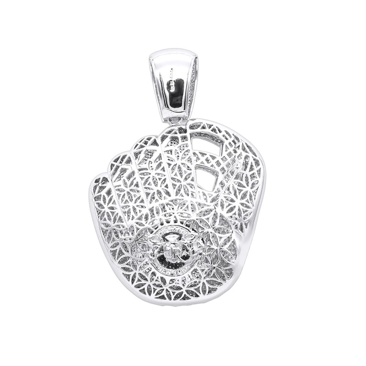 Iced Out Baseball Glove Real Diamond Pendant For Men By Joe Rodeo 14K White Gold 4 Iced Out Baseball Glove Real Diamond Pendant For Men By Joe Rodeo 14K White Gold - Image 4