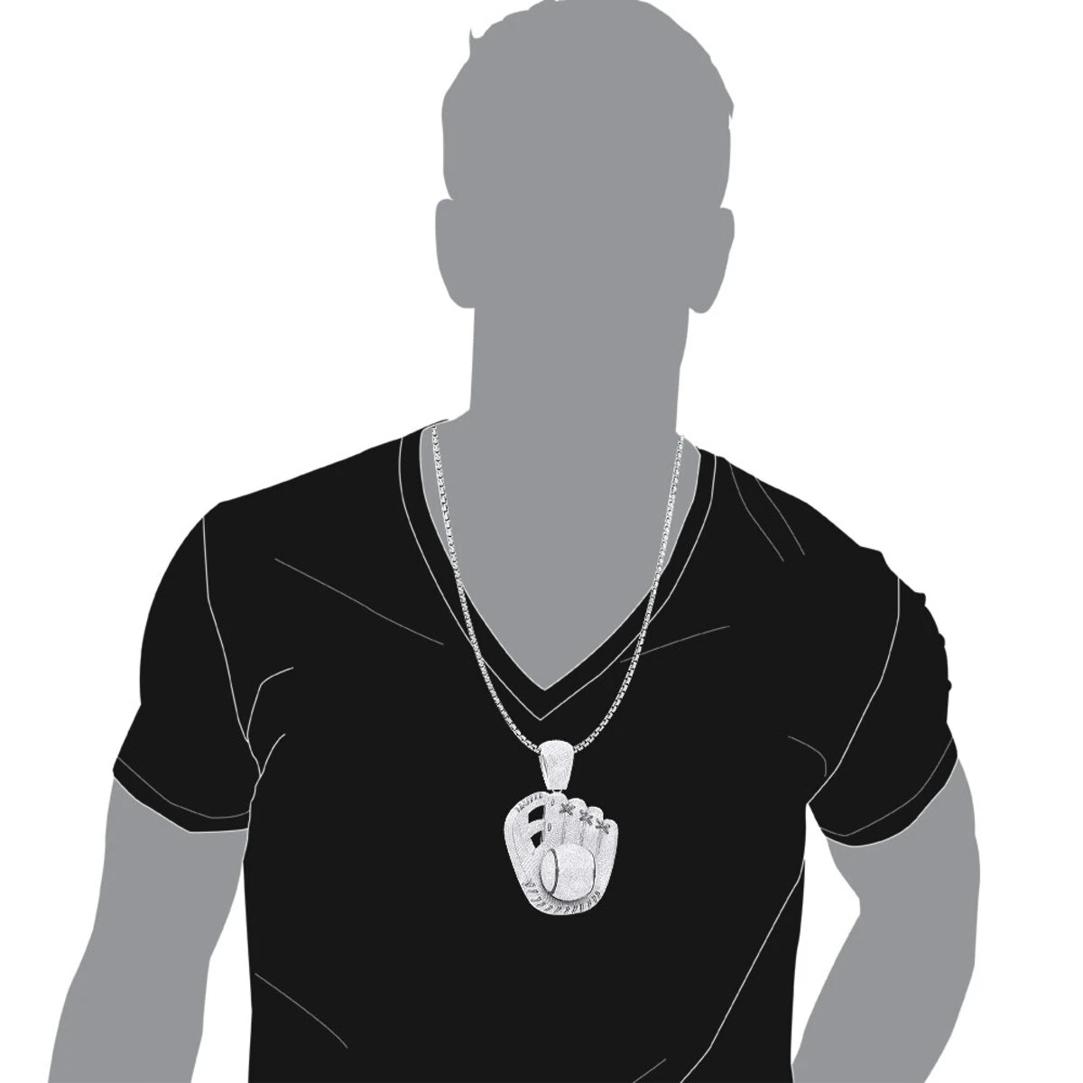 Iced Out Baseball Glove Real Diamond Pendant For Men By Joe Rodeo 14K White Gold 5 Iced Out Baseball Glove Real Diamond Pendant For Men By Joe Rodeo 14K White Gold - Image 5