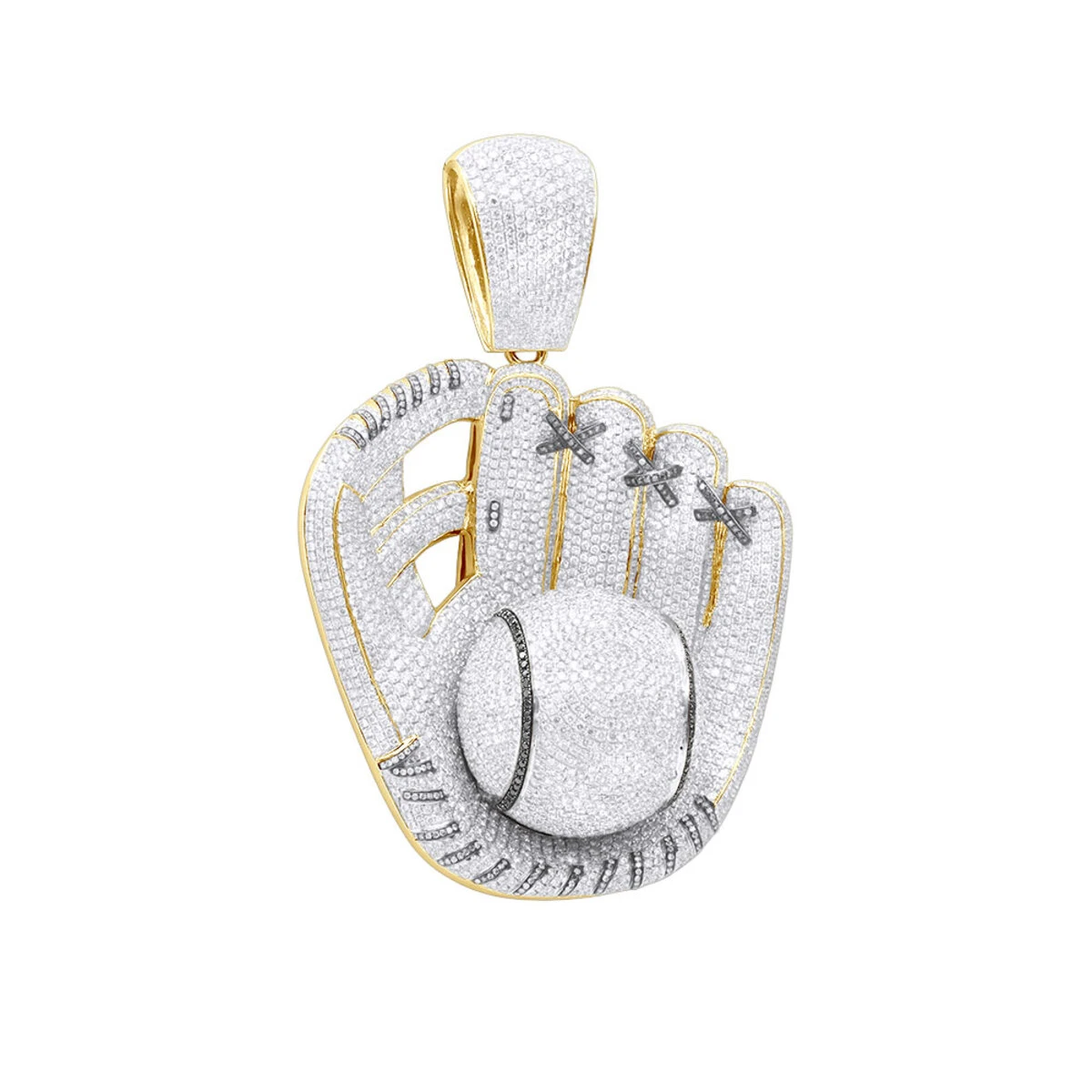 Iced Out Baseball Glove Real Diamond Pendant For Men By Joe Rodeo 14K White Gold 2 Iced Out Baseball Glove Real Diamond Pendant For Men By Joe Rodeo 14K White Gold - Image 2