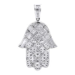Jewish Large Iced Out Hamsa Hand Pendant 14K Yellow Gold 2CT Diamond Charm -Jewelry Sales Store jewelry jewish jewelry large iced out hamsa hand pendant 14k gold 2ct diamond charm backwh