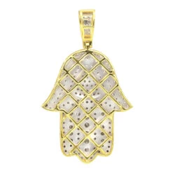 Jewish Large Iced Out Hamsa Hand Pendant 14K Yellow Gold 2CT Diamond Charm -Jewelry Sales Store jewelry jewish jewelry large iced out hamsa hand pendant 14k gold 2ct diamond charm backye