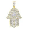 Jewish Large Iced Out Hamsa Hand Pendant 14K Yellow Gold 2CT Diamond Charm