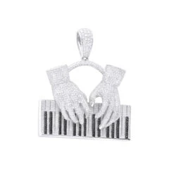 Joe Rodeo 14K White Gold Black And White Diamond Men's Piano Pendant