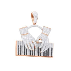 Joe Rodeo 14K White Gold Black And White Diamond Men's Piano Pendant -Jewelry Sales Store jewelry joe rodeo jewelry 14k gold black and white diamond mens piano pendant ro