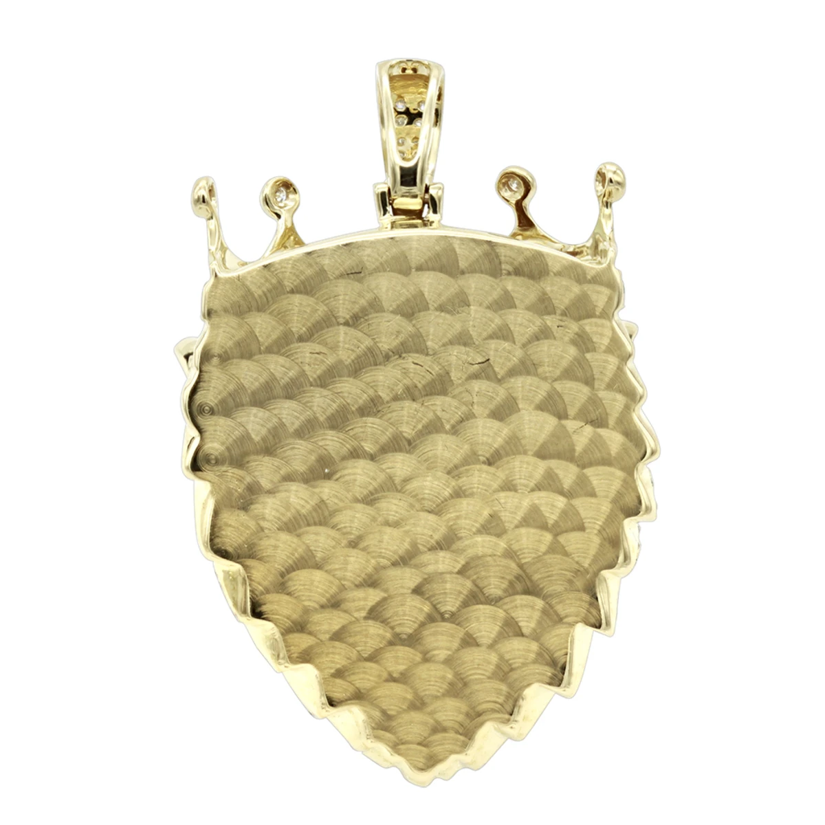 Large 10K Yellow Gold Diamond Lion Head Pendant For Men W Crown 4ct By Luxurman 4 Large 10K Yellow Gold Diamond Lion Head Pendant For Men W Crown 4ct By Luxurman - Image 4