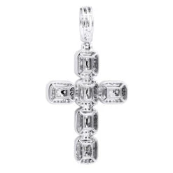 Large 2in Unique Men's Diamond Cross Pendant 14K White Gold Round Baguette Diamonds -Jewelry Sales Store jewelry large 2in unique mens diamond cross pendant 14k gold round baguette diamonds 803179 backwh