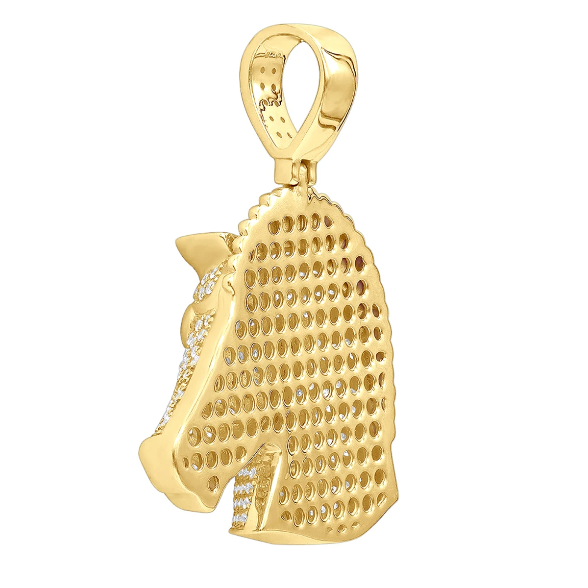 Large 10K Yellow Gold Horse Head Diamond Pendant For Men 4.5 Carat 5 Large 10K Yellow Gold Horse Head Diamond Pendant For Men 4.5 Carat - Image 5