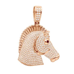 Large 10K Yellow Gold Horse Head Diamond Pendant For Men 4.5 Carat 10 Large 10K Yellow Gold Horse Head Diamond Pendant For Men 4.5 Carat -Jewelry Sales Store jewelry large real 10k gold horse head diamond pendant for men 4 carat ro
