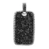 Large Sterling Silver Black Diamond Dog Tag Pendant For Men 14Ct Pave Setting