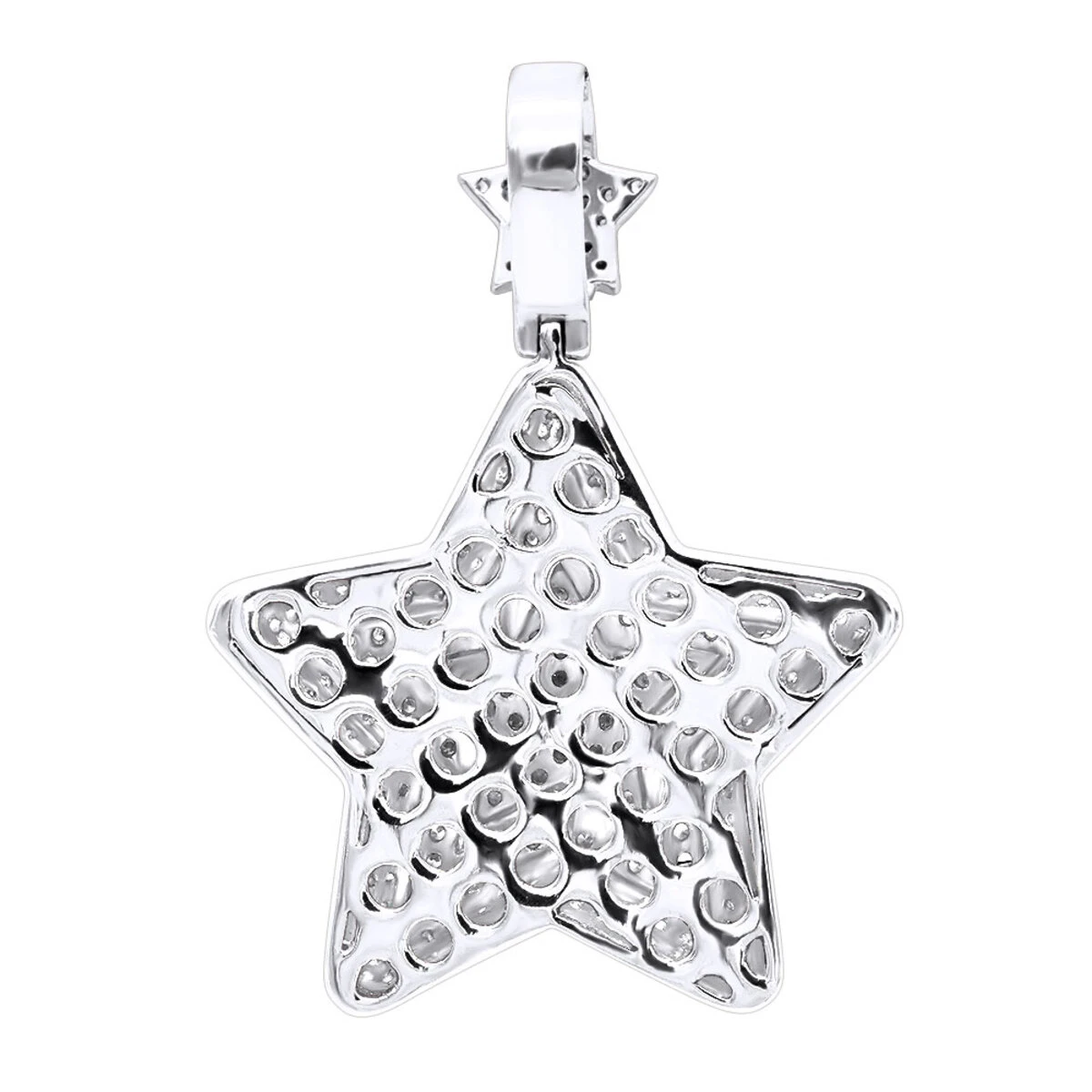 Large Unisex High Fashioned Diamond Star Pendant 14K Yellow Gold 1.8CT 4 Large Unisex High Fashioned Diamond Star Pendant 14K Yellow Gold 1.8CT - Image 4