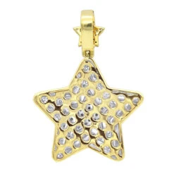 Large Unisex High Fashioned Diamond Star Pendant 14K Yellow Gold 1.8CT 12 Large Unisex High Fashioned Diamond Star Pendant 14K Yellow Gold 1.8CT -Jewelry Sales Store jewelry large unisex high fashioned diamond star pendant in 14k gold 18ct backye 1
