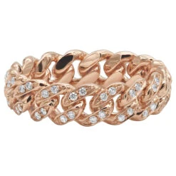 LUXURMAN Bands Solid 14K Yellow Gold Cuban Link Chain Diamond Ring For Men 0.7ct -Jewelry Sales Store jewelry luxurman bands solid 14k gold cuban link chain diamond ring for men 07ct backro