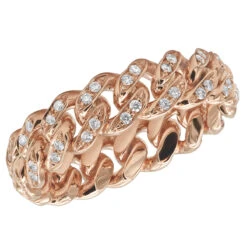 LUXURMAN Bands Solid 14K Yellow Gold Cuban Link Chain Diamond Ring For Men 0.7ct -Jewelry Sales Store jewelry luxurman bands solid 14k gold cuban link chain diamond ring for men 07ct ro