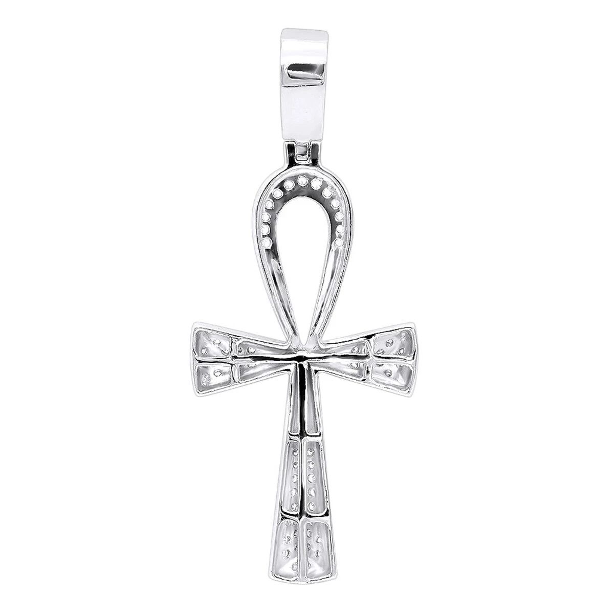 Luxurman Egyptian Ankh Cross Diamond Pendant 14K White Gold 0.6CT 2 3/4 Inch 4 Luxurman Egyptian Ankh Cross Diamond Pendant 14K White Gold 0.6CT 2 3/4 Inch - Image 4