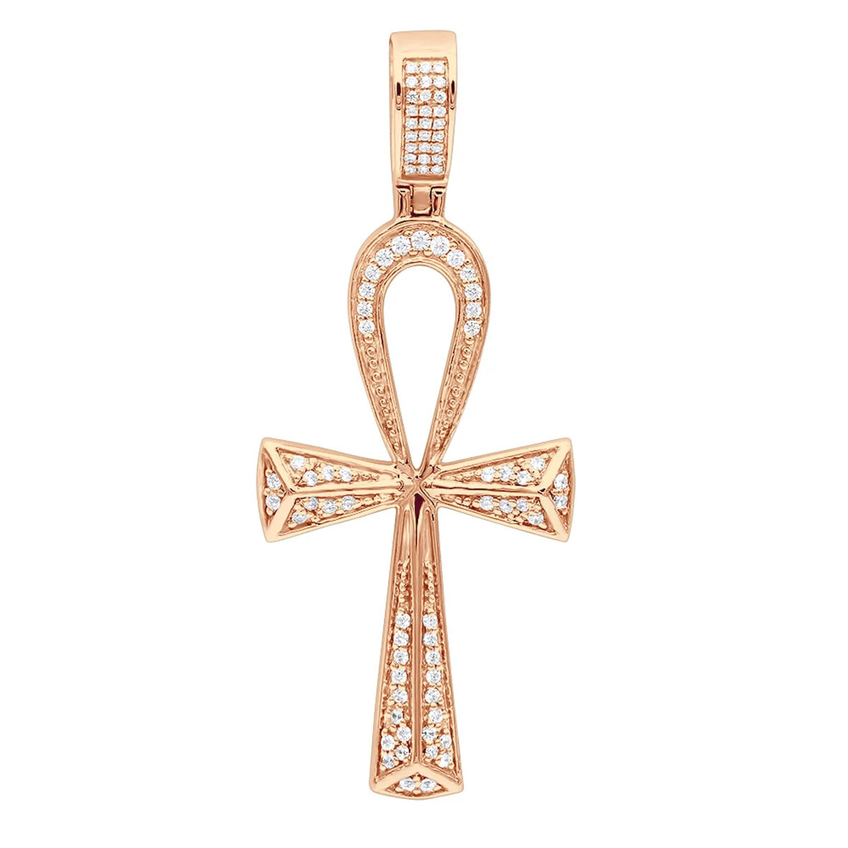 Luxurman Egyptian Ankh Cross Diamond Pendant 14K White Gold 0.6CT 2 3/4 Inch 3 Luxurman Egyptian Ankh Cross Diamond Pendant 14K White Gold 0.6CT 2 3/4 Inch - Image 3
