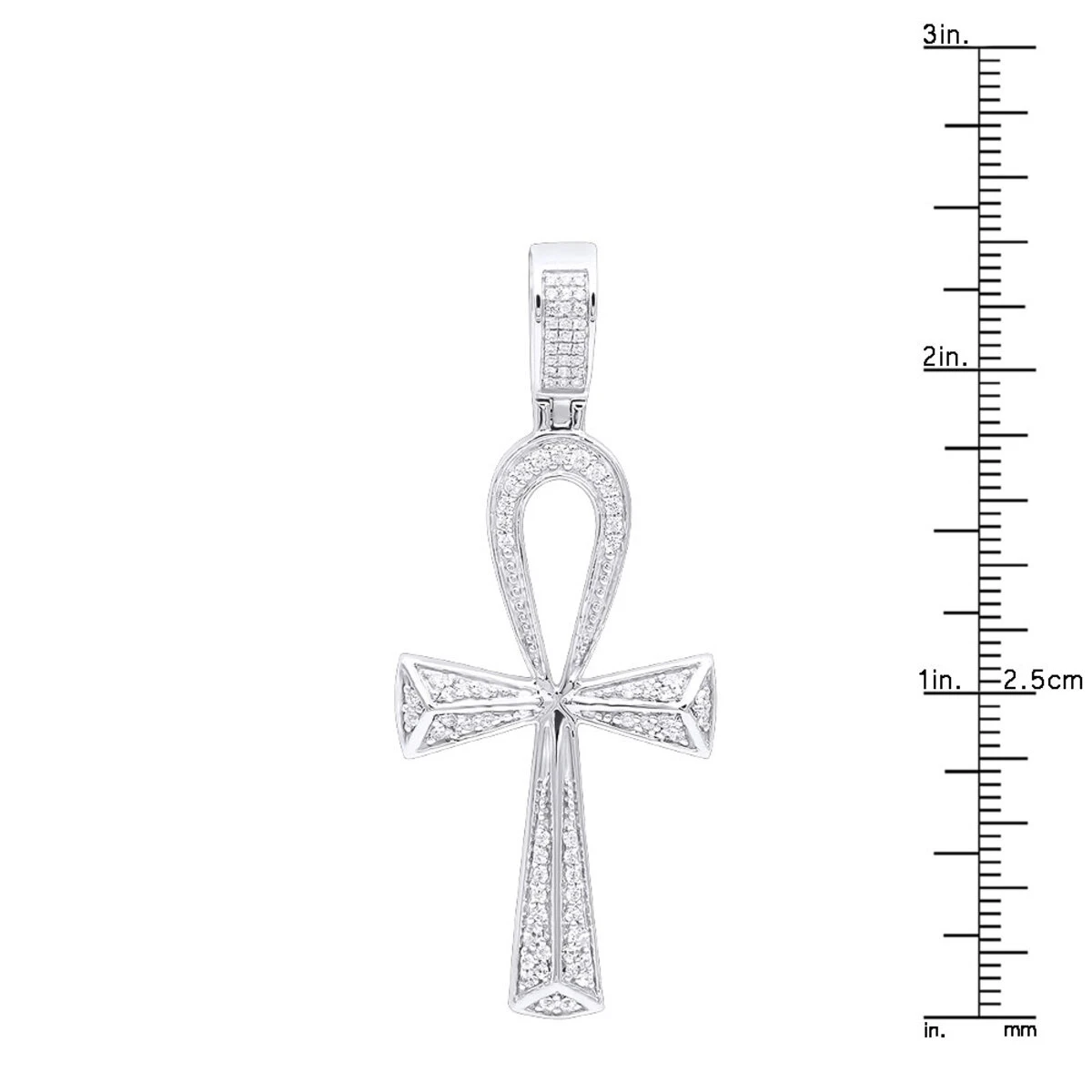 Luxurman Egyptian Ankh Cross Diamond Pendant 14K White Gold 0.6CT 2 3/4 Inch 8 Luxurman Egyptian Ankh Cross Diamond Pendant 14K White Gold 0.6CT 2 3/4 Inch - Image 8
