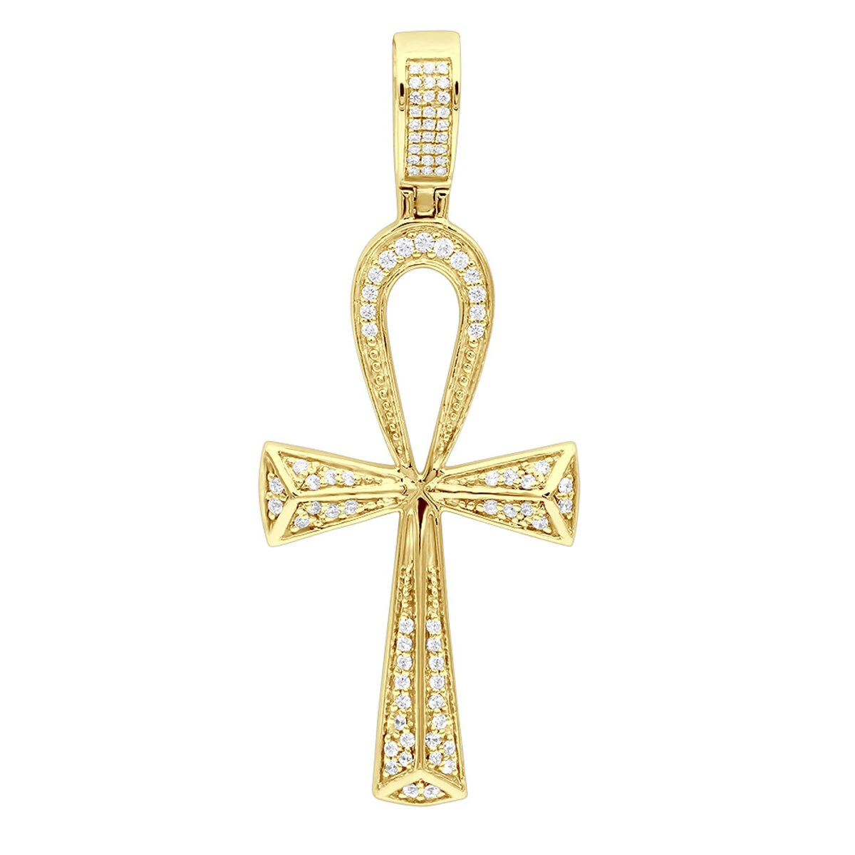 Luxurman Egyptian Ankh Cross Diamond Pendant 14K White Gold 0.6CT 2 3/4 Inch 2 Luxurman Egyptian Ankh Cross Diamond Pendant 14K White Gold 0.6CT 2 3/4 Inch - Image 2