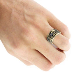 Men's Black Diamond Ring 10K Yellow Gold 4 Carat By Luxurman 10 Men's Black Diamond Ring 10K Yellow Gold 4 Carat By Luxurman -Jewelry Sales Store jewelry mens black diamond ring in 10k white rose yellow gold 4 carat by luxurman bodwh