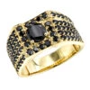 Men's Black Diamond Ring 10K Yellow Gold 4 Carat By Luxurman